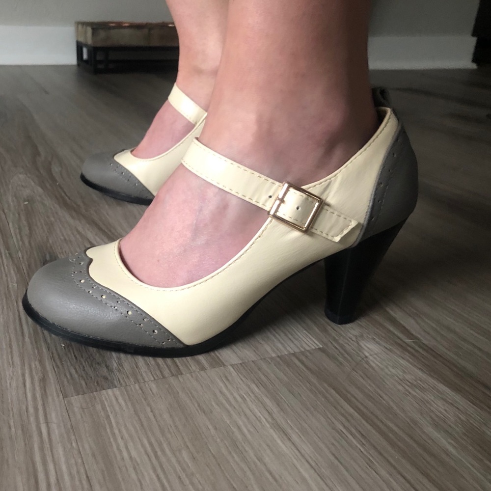 Synthetic Leather Oxford Heels